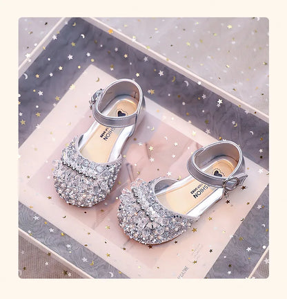 Princess Girls Party Shoes Children Sandals Gorgeous Rhinestone Low Heels Shoes Girl Sandals mary janes Dress Shoes Child I06106