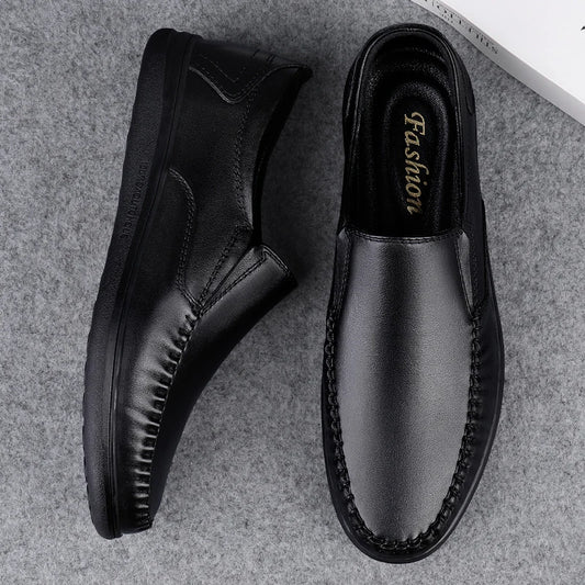 Genuine Leather Business Flats Fashion Men Loafers Classic Slip-on Man Casual Shoes Moccasins Comfortable Non-slip Outdoor Shoes