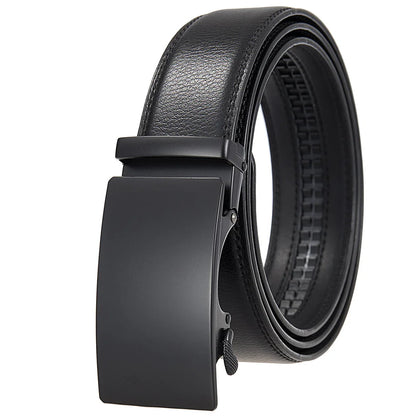 3.5cm High End Handsome Metal Alloy Automatic Buckle Belt Men's Genuine Leather Waistband Fashion Business Black Brown Belts