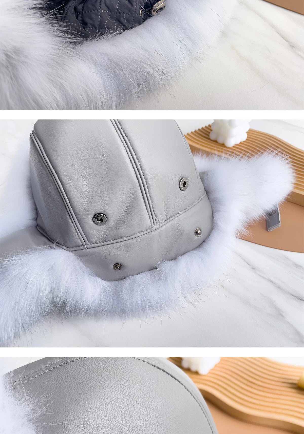 Winter Warm Real Fox Fur Hat Ear-Protecting Hats Women's Genuine Leather Windproof Fox Fur Bomber Hat Thickened Sheepskin Cap