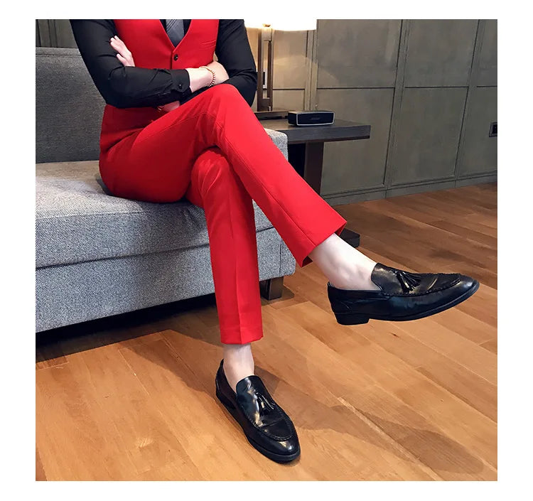 2022 Spring Summer New Men Suit Pants Solid Color Casual Business Dress Pants Slim Fit Trousers Formal Men Social Casual Pants
