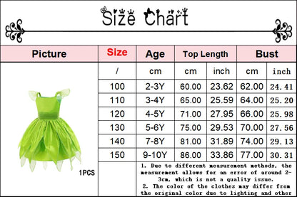 Childern Flower Fairy Dress Up Girls Princess Dress With Wings Halloween Elves Costume Carnival Party Tinkerbell Bell Dress