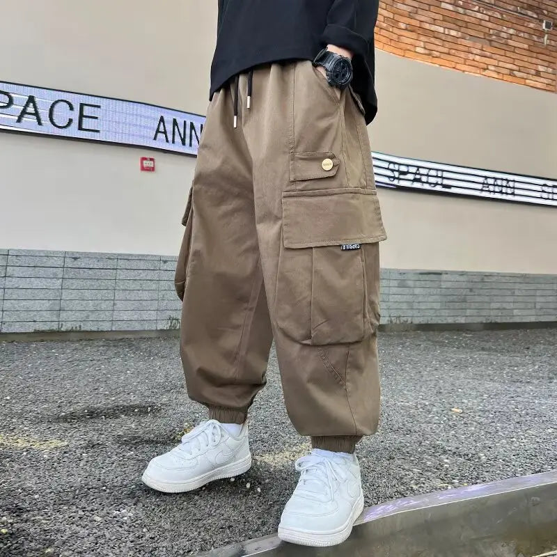 High Quality Boys Sweatpants Autumn Kids Casual Pants for Boy Korean Children's Clothes 2025 Spring Loose Cotton Red Trousers