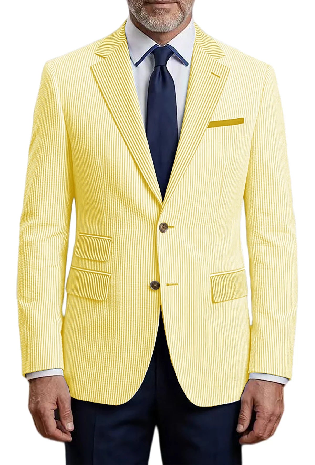 Men's Striped Seersucker Blazer Slim Fit Casual Suit Jacket Formal Business Coat Breathable Spring Summer Streetwear Outerwear