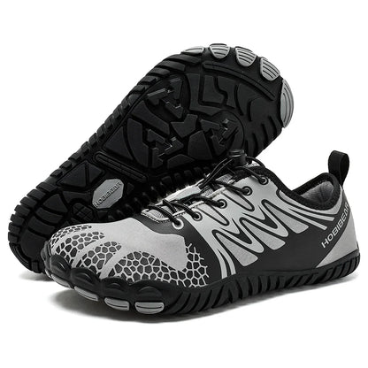 Wide Toe Barefoot Shoes for Unisex Artificial Leather Outdoor Walking Sneakers Zero Drop Minimalist Elastic Band Shoes