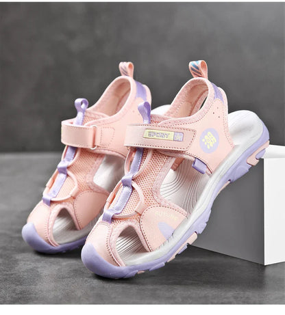 New Style Summer Beach Water Children Sandals Fashion Shoes Outdoor Non-slip Soft Bottom Shading Leather Boys Comfortable