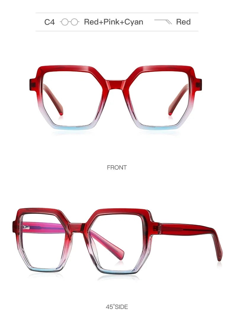 Oversise Women Myopia Prescription Glasses Hyperopia Reading Glasses Anti Blue Light Optical Eyeglasses Frame PFD2143