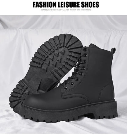 Luxury Brand Boots Chelsea Men's Boots Leather Men Designer Boots Fashion Casual Business Black Boots Thick Soled Mid Top Boots