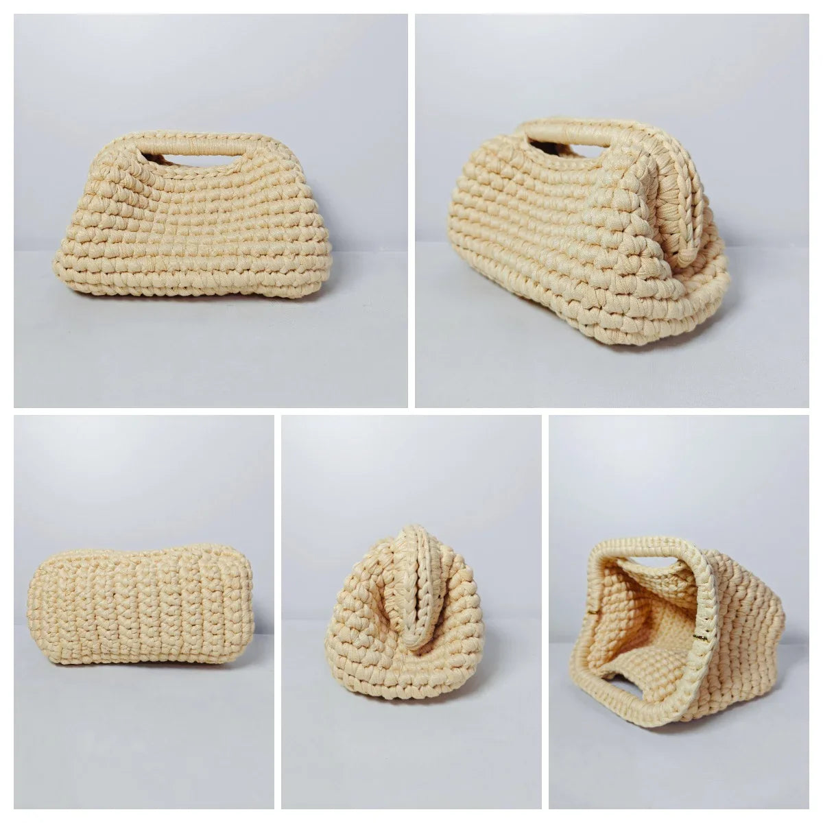 Yingzi Small Crochet Cluth Bag with Handle Handmade Evening Bag Makeup Bag