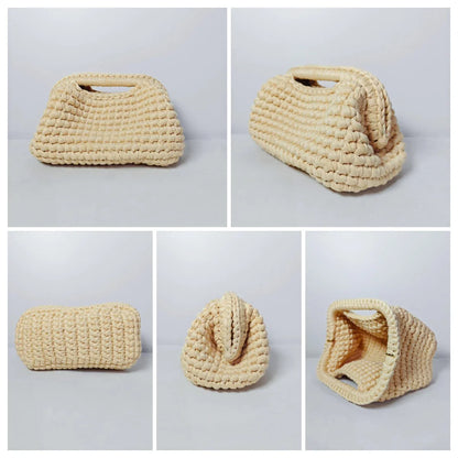 Yingzi Small Crochet Cluth Bag with Handle Handmade Evening Bag Makeup Bag