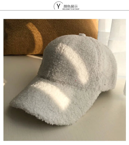 Cap for Women Winter Warm Baseball Cap Women Artificial Lamb Wool Hats  Plush Baseball Caps Autumn Baseball Cap