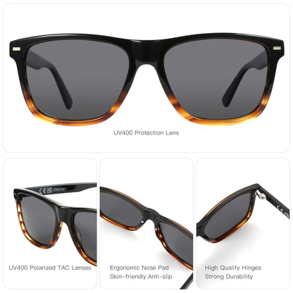 Fashion Square Polarized Sunglasses UV400 Protection Acetate Sun Glasses Classic Design Shade for Women Men