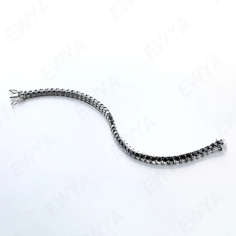 Certified Real 3/4/5/6.5MM Full Black Moissanite Tennis Bracelet for Women Men S925 Silver Link Bracelets Fine Jewelry