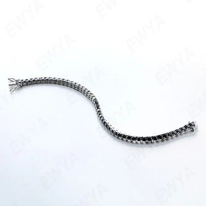 Certified Real 3/4/5/6.5MM Full Black Moissanite Tennis Bracelet for Women Men S925 Silver Link Bracelets Fine Jewelry