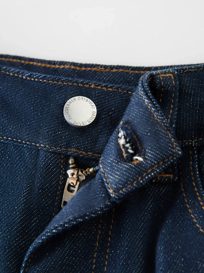 FSLE 2025 New Arrival Women Jeans High Waist Cotton Wide Leg Trousers Dark Denim Blue Loose Floor Length Female Jeans Streetwear