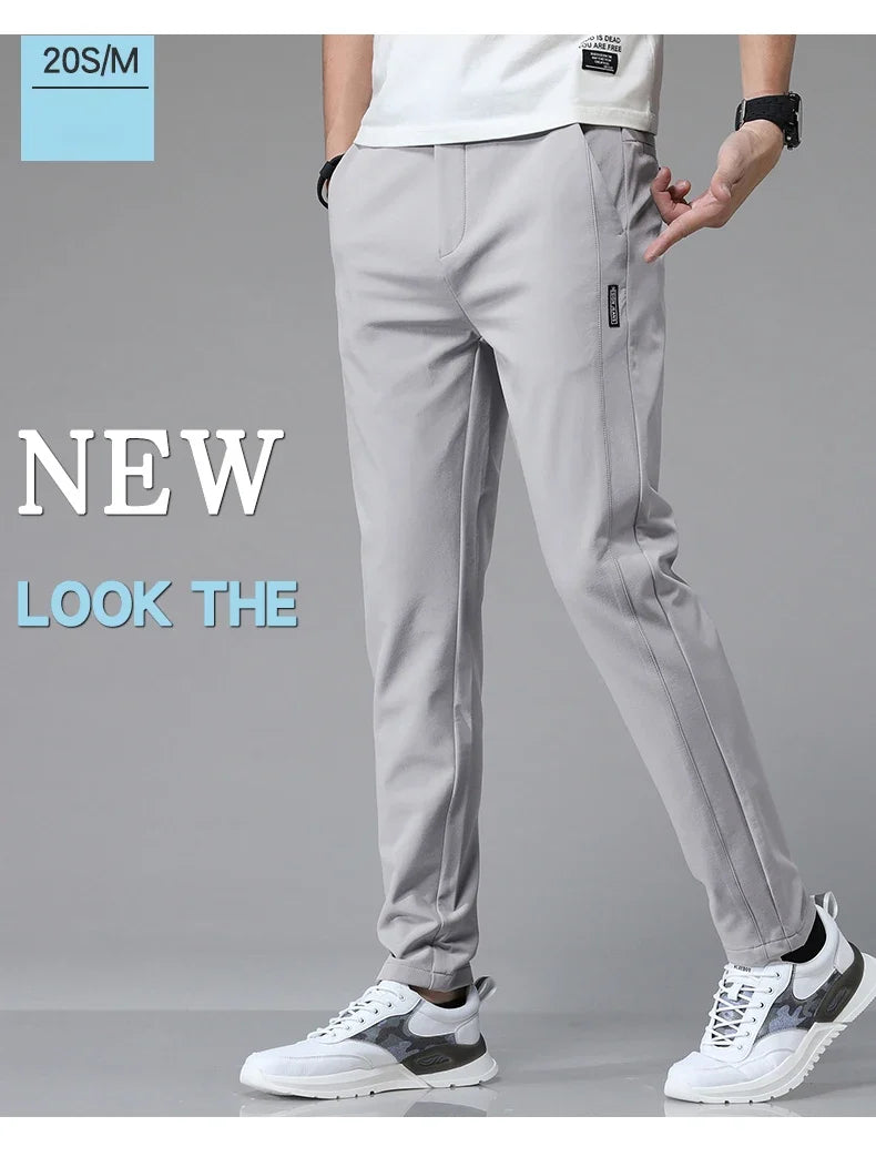 Spring Summer Ultra-thin Men's Stretch Slim Straight Casual Pants High Quality Fashion Breathable Golf Sports Trousers