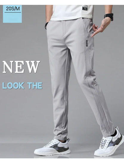 Spring Summer Ultra-thin Men's Stretch Slim Straight Casual Pants High Quality Fashion Breathable Golf Sports Trousers
