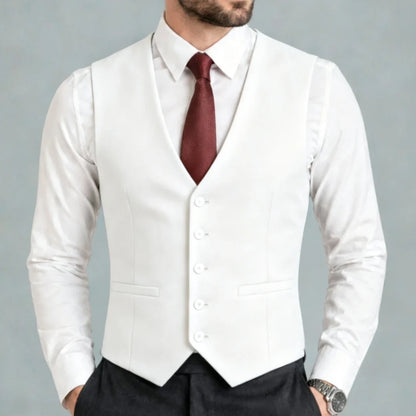 Men Vest Black Solid Single Breasted V Neck Waistcoat For Wedding Groom Banquet Party Business Work Casual Daily Men Suit Vest