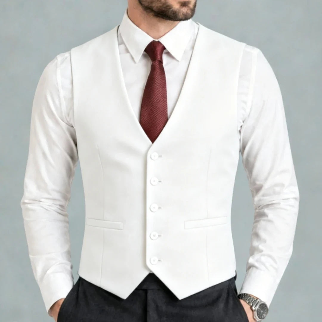 Men Vest Black Solid Single Breasted V Neck Waistcoat For Wedding Groom Banquet Party Business Work Casual Daily Men Suit Vest
