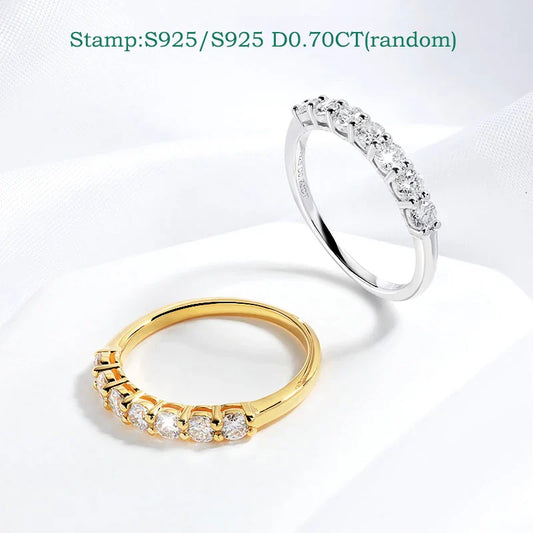 0.7CT 3mm Gemstone Moissanite Rings for Women S925 Silver Matching Wedding Diamonds Band Stackable Ring White Gold Gift