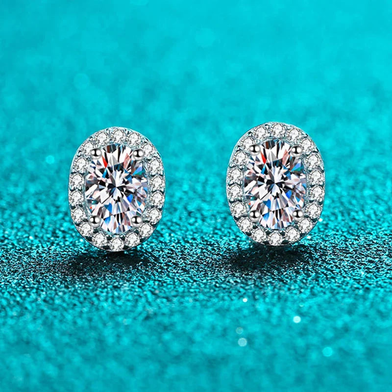 1ct Oval Cut D Color Moissanite Ear Stud Earrings For Women 925 Sterling Silver Sparkling Wedding Earring Fine Jewelry