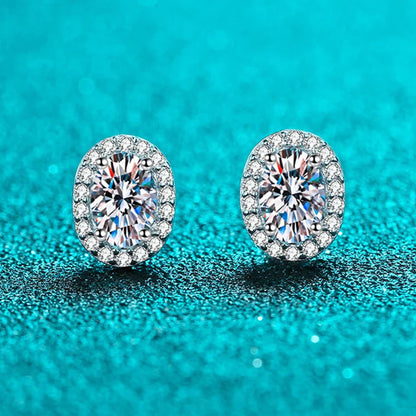 1ct Oval Cut D Color Moissanite Ear Stud Earrings For Women 925 Sterling Silver Sparkling Wedding Earring Fine Jewelry