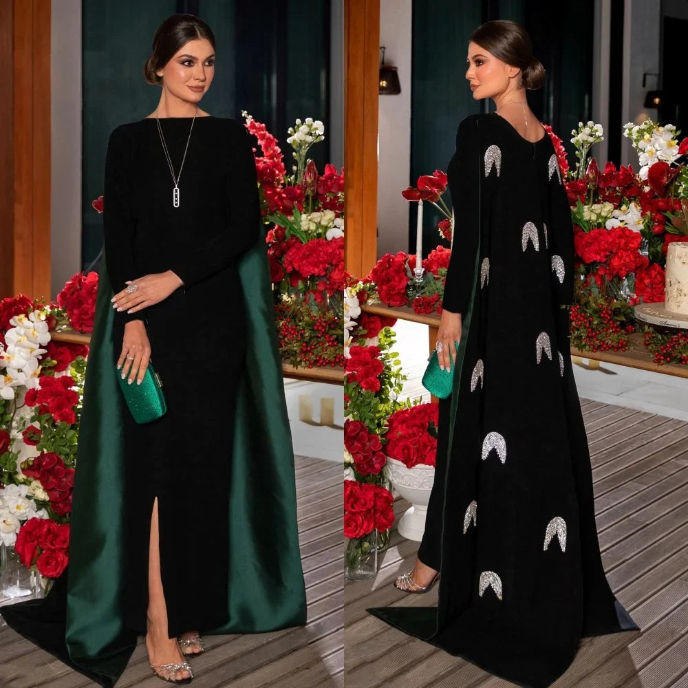 Customized Exquisite Formal Velour Beading Sequined Straight Scoop Neck Long Dresses Bespoke Occasion Dresses High Quality Sexy