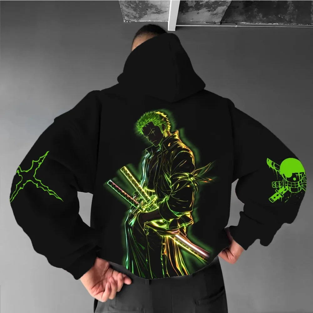 ONE PIECE Men's Hoodie Sweater Roronoa Zoro Japan Anime Summer Autumn Boy Children's Long Sleeve Y2k Parent-Child Pack