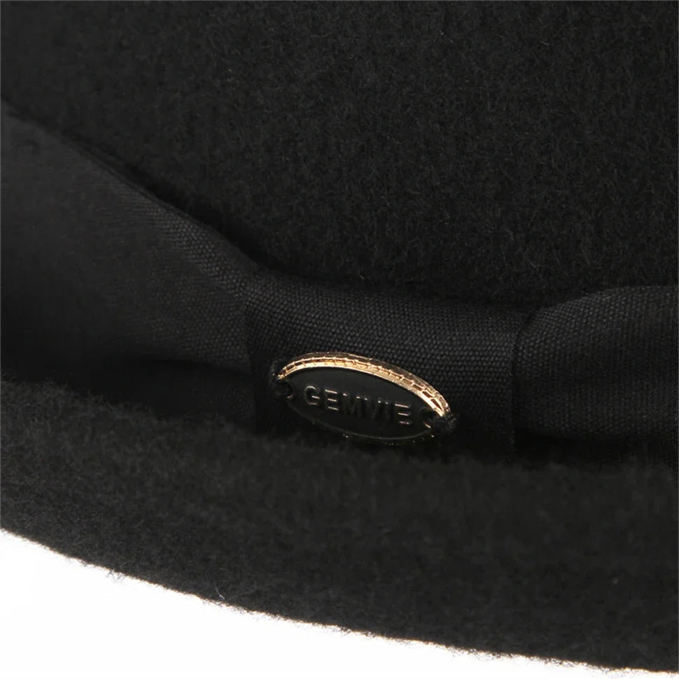 100% Wool Pork Pie Fedora Hat for Women Men Autumn Winter Felt Curved Brim Porkpie Hat