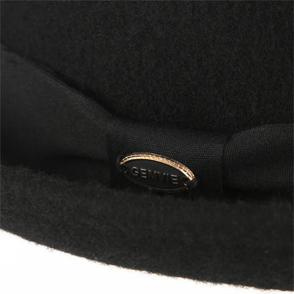 100% Wool Pork Pie Fedora Hat for Women Men Autumn Winter Felt Curved Brim Porkpie Hat