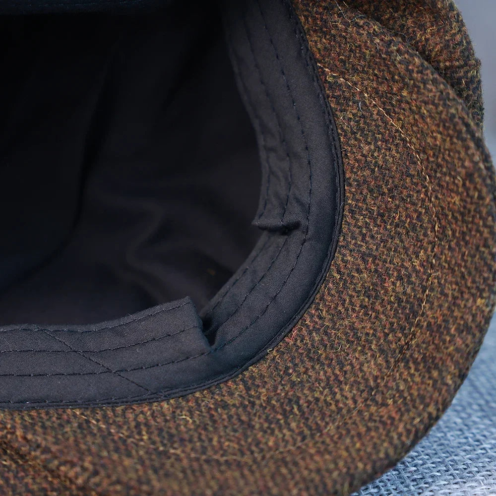 New Vintage Men's Wool Newsboy Cap Brown Green Women Men Berets Classic Woolen Octagonal Caps Casual Gatsby Flat Hat 003