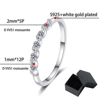 0.2ct White Gold Plated Moissanite Ring for Women Girls Trend 100% S925 Sterling Silver Jewelry Sparkling Diamond Rings