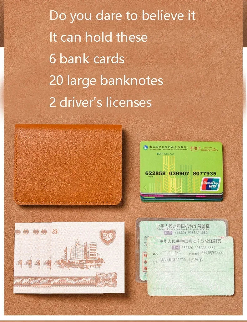 2025 Soft Leather Mini Wallet – Slim Foldable Card Case with Snap Closure for Women & Men
