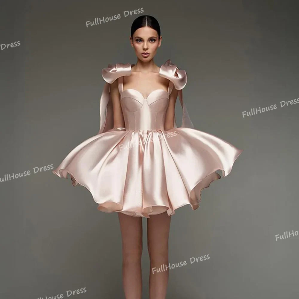 Custom Made Graceful Sweetheart Collar Pleated Ball Gown Evening Gown Strapless Puffy Back Lace up Prom Gown with Bow vestidos