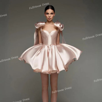 Custom Made Graceful Sweetheart Collar Pleated Ball Gown Evening Gown Strapless Puffy Back Lace up Prom Gown with Bow vestidos
