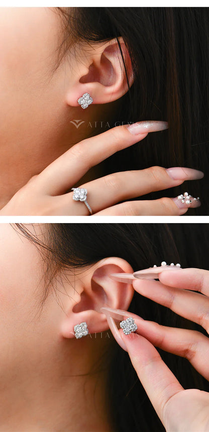 Boucles d'oreilles Attagems en moissanite et diamant D VVS1 pour femme, en argent sterling S925 plaqué or 18 carats, bijoux de fiançailles, de mariage, cadeaux