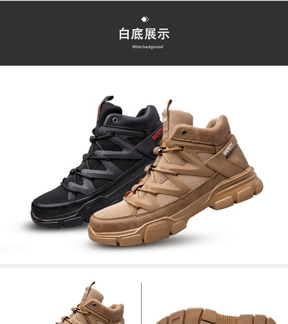 Male Work Boots Indestructible Safety Shoes Men Steel Toe Puncture-Proof Work Sneakers Male Shoes For Adult Work Shoes