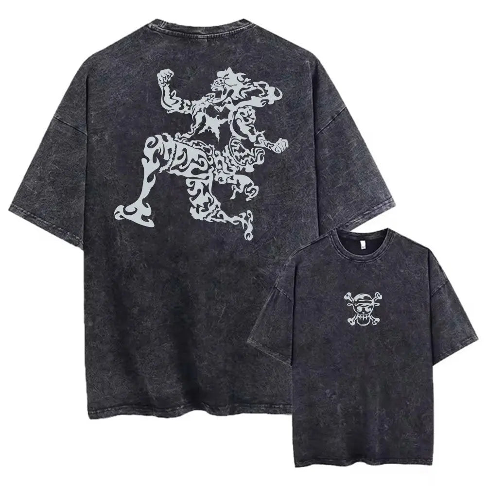 T-shirt Men's Street Clothing Dragon Ball Cartoon Pattern Vintage T-shirt Neutral Casual White Cotton Women T-shirt Top