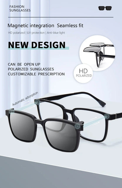 Gradient Men Flip Up Clip on Men Driving Polarized Oversized Optical Myopia Glasses Magnetic Eyeglasses For Women TJ2191