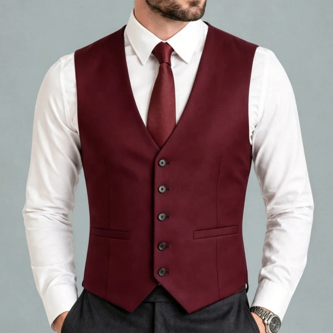 Men Vest Black Solid Single Breasted V Neck Waistcoat For Wedding Groom Banquet Party Business Work Casual Daily Men Suit Vest