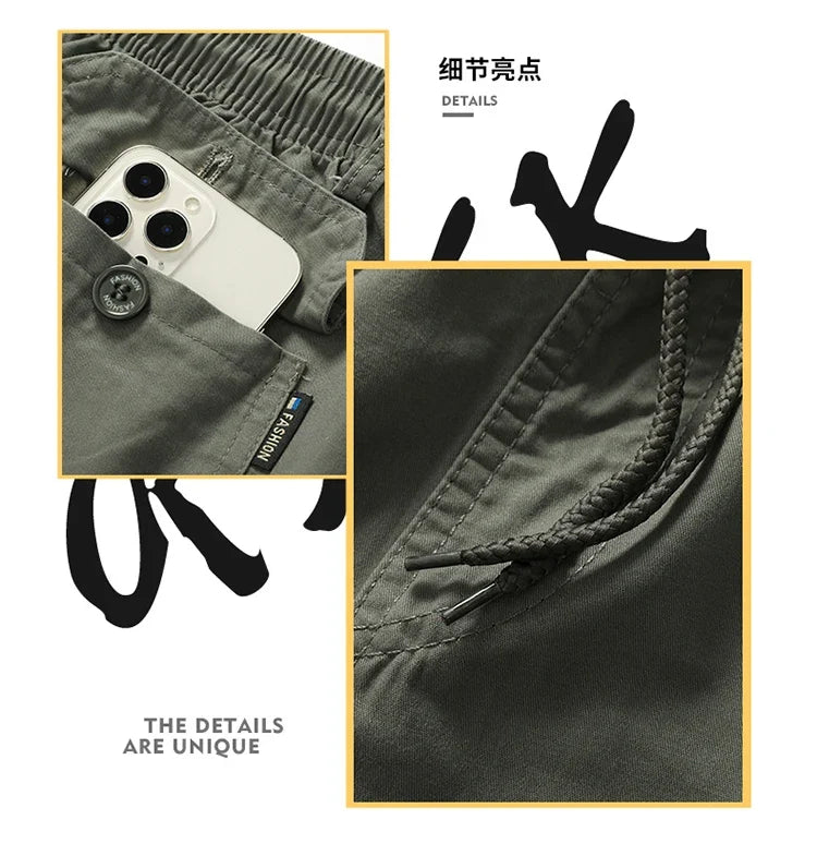 Summer new men's work shorts pocket zip trend versatile casual trousers five work trousers