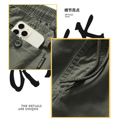 Summer new men's work shorts pocket zip trend versatile casual trousers five work trousers