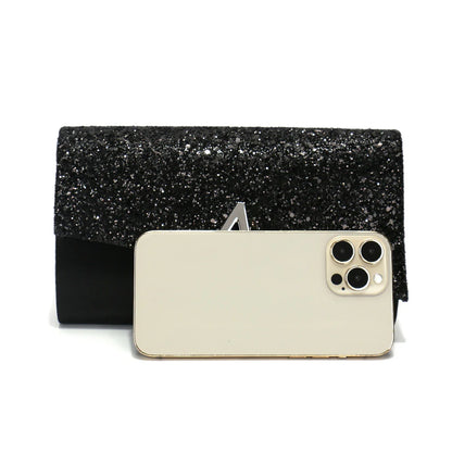 V Design Metal Chain Glamorous Design Evening Bags Envelope Shaped Sequins Handbags For Prom Dinner Wedding Banquet Purse