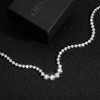 1.2CT Moissanite Tennis Necklace 925 Sterling Silver 18K Gold Plated Gradient High Carbon Diamond Necklaces for Women Adjustable