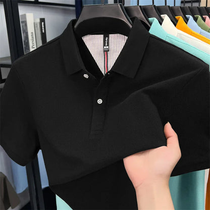 100% pure cotton high-end short sleeve polo shirt men's summer fashion new breathable Korean business casual golf brand T-shirt