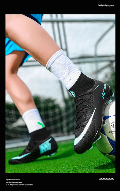 New Men Soccer Shoes Boys Cleats Adult Outdoor Breathable Football Boots Training Sport Long Spikes Non Slip Match Comfortable