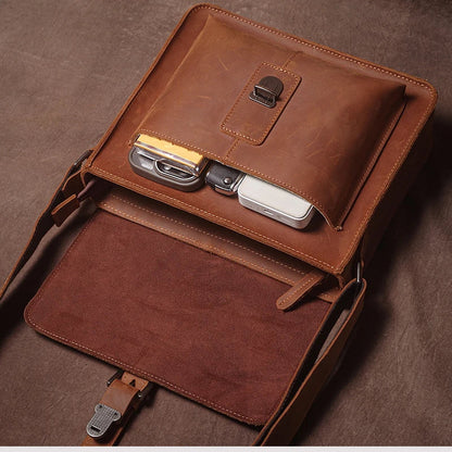 Luxury Brand Genuine Leather Shoulder Bag Men Crazy Horse Cowhide Messenger Bag Women Retro Crossbody Bag Trend Satchel Bag