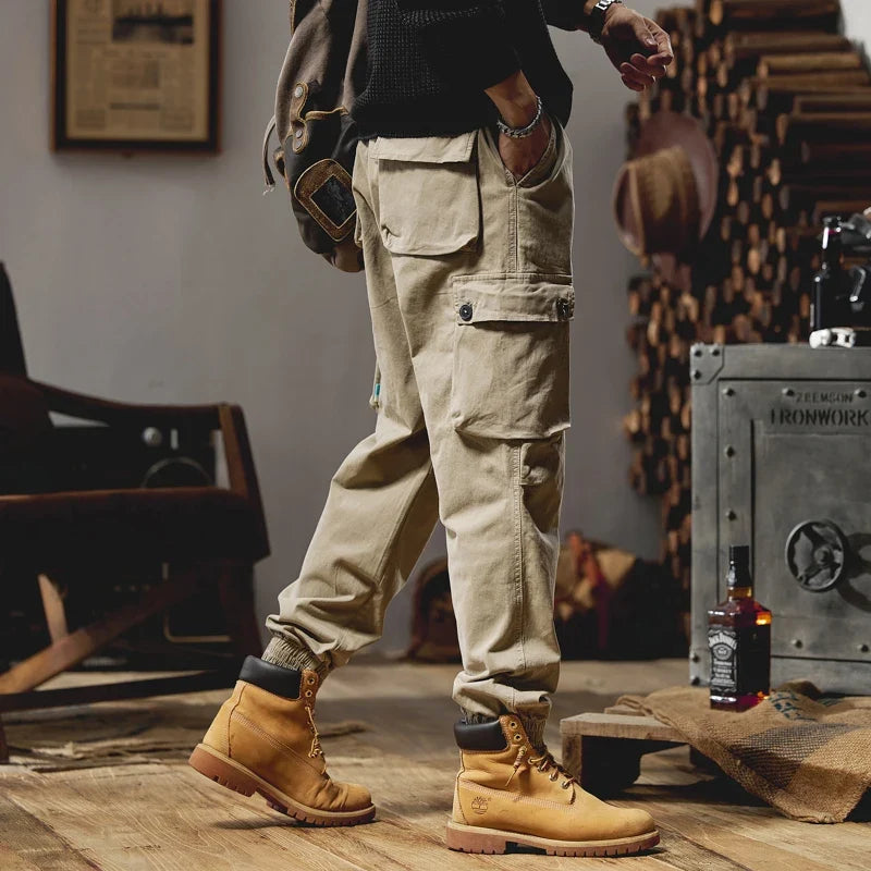 Joggers Cargo Pants Mens Casual Hip Hop Multi-Pocket Male Trousers Sweatpants Streetwear Techwear Tactical Khaki Pants BLW9106