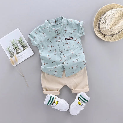 New Summer Fashion Children Baby Boys Clothes Suits Infant Full Printed Shirt Shorts 2pcs/Set Kids Toddler Casual Outfit 0-5Y
