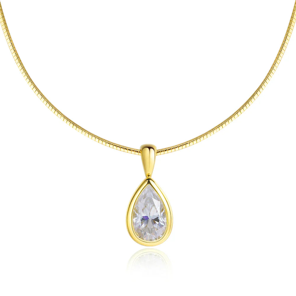 3ct Pear Cut Moissanite Pendant Necklaces for Women Wedding Solitaire s925 Sterling Silver 1.5mm Choker Chain Necklace